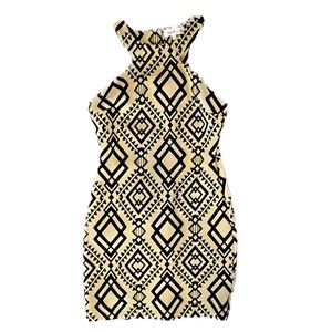 Women's US M halter dress - Nude with black velvet diamond design.